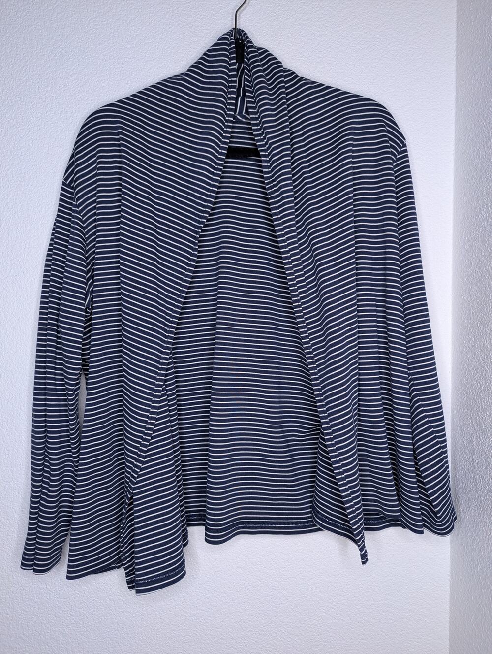 L.L. Bean Women's 100% Supima Cotton Striped Cardigan XL Nautical Coastal Preppy